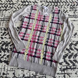 Motherhood Maternity Gray Multicolored Houndstooth Knit Sweater NWT